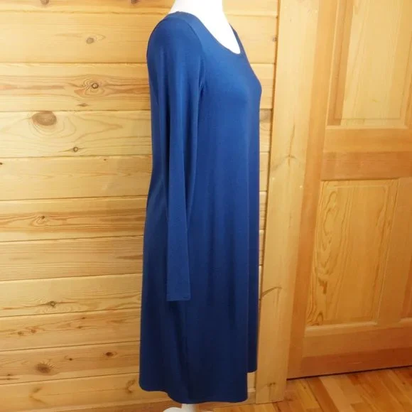 Eileen Fisher Deep Blue Midi Dress Size Small - Picture 5 of 10